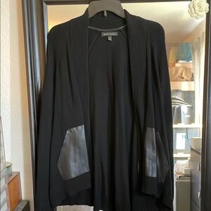 Banana Republic Black Cardigan with Faux Leather Trim